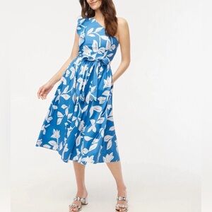 NWOT Blue One-Shoulder Floral Midi Dress